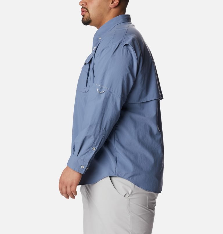 Men's Columbia PFG Bahama II Long Sleeve Shirts Blue | Plus Size CA-L4031